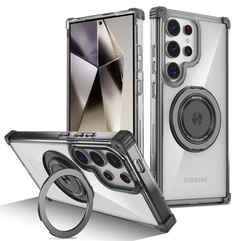 สําหรับ Samsung Galaxy S26 S25 S24 S23 S22 หมายเหตุ 20 Ultra Plus FE เคสโทรศัพท์, 360 ° ฝาครอบแหวนวงเล็บหมุนที่มองไม่เห็น