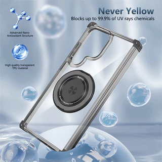 สําหรับ Samsung Galaxy S26 S25 S24 S23 S22 หมายเหตุ 20 Ultra Plus FE เคสโทรศัพท์, 360 ° ฝาครอบแหวนวงเล็บหมุนที่มองไม่เห็น