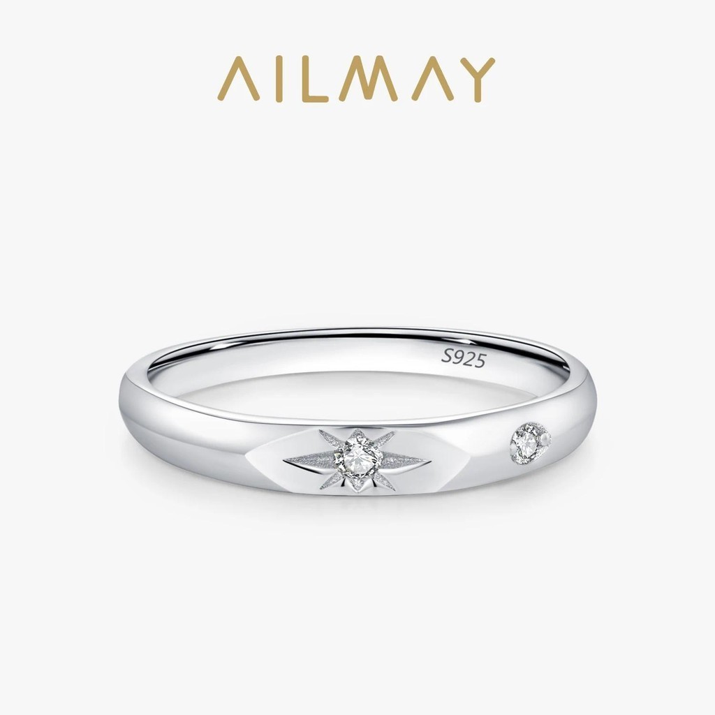 Ailmay 925 Silver Shining Zircon Star Finger Rings สําหรับผู้หญิงสาวเครื่องประดับ