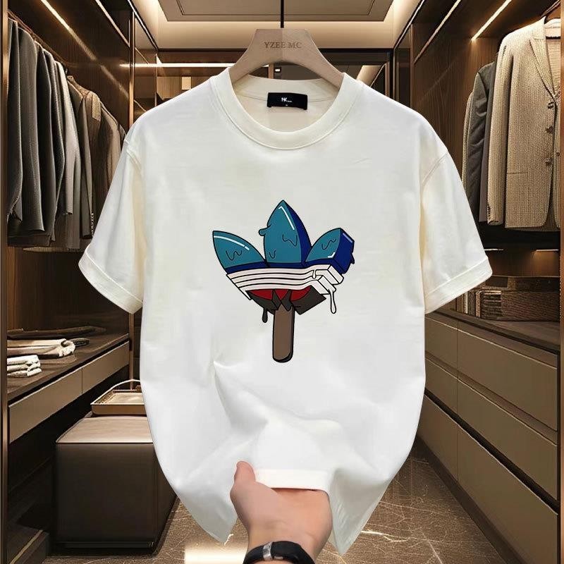 2024 ฤดูร ้ อนสไตล ์ ใหม ่ ผ ้ าฝ ้ ายแขนสั ้ นเสื ้ อยืดชายหนุ ่ มผู ้ หญิง ins Street Wear Street Loose Top Collar Label +Tag