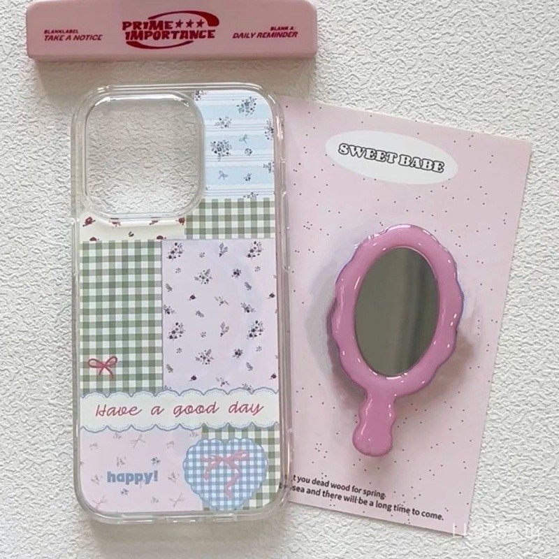 เคสโทรศัพท์ เหมาะสําหรับ iPhone ins สไตล์ผู้ถือกระจกดอกไม้ขนาดเล็ก 15/14pro/13/12 นุ่ม 11promax/xr/xr สาว 7/8plus กันกระแทกหลุมขนาดใหญ่รวมทุกอย่างป้องกันกรณี 6A2P