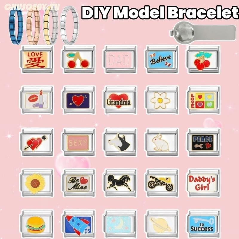DIY ภาษาอิตาลี เสน่ห์ สร้อยข้อมือ ข้อต่อฟิตติ้ง 9 มม Diy สร ้ อยข ้ อมือคู ่ Diy แฟชั ่ นเครื ่ องประดับอุปกรณ ์ เสริม Retro บุคลิกภาพโมดูลสร ้ อยข ้ อมืออุปกรณ ์ เสริมของขวัญวันวาเลนไทน ์