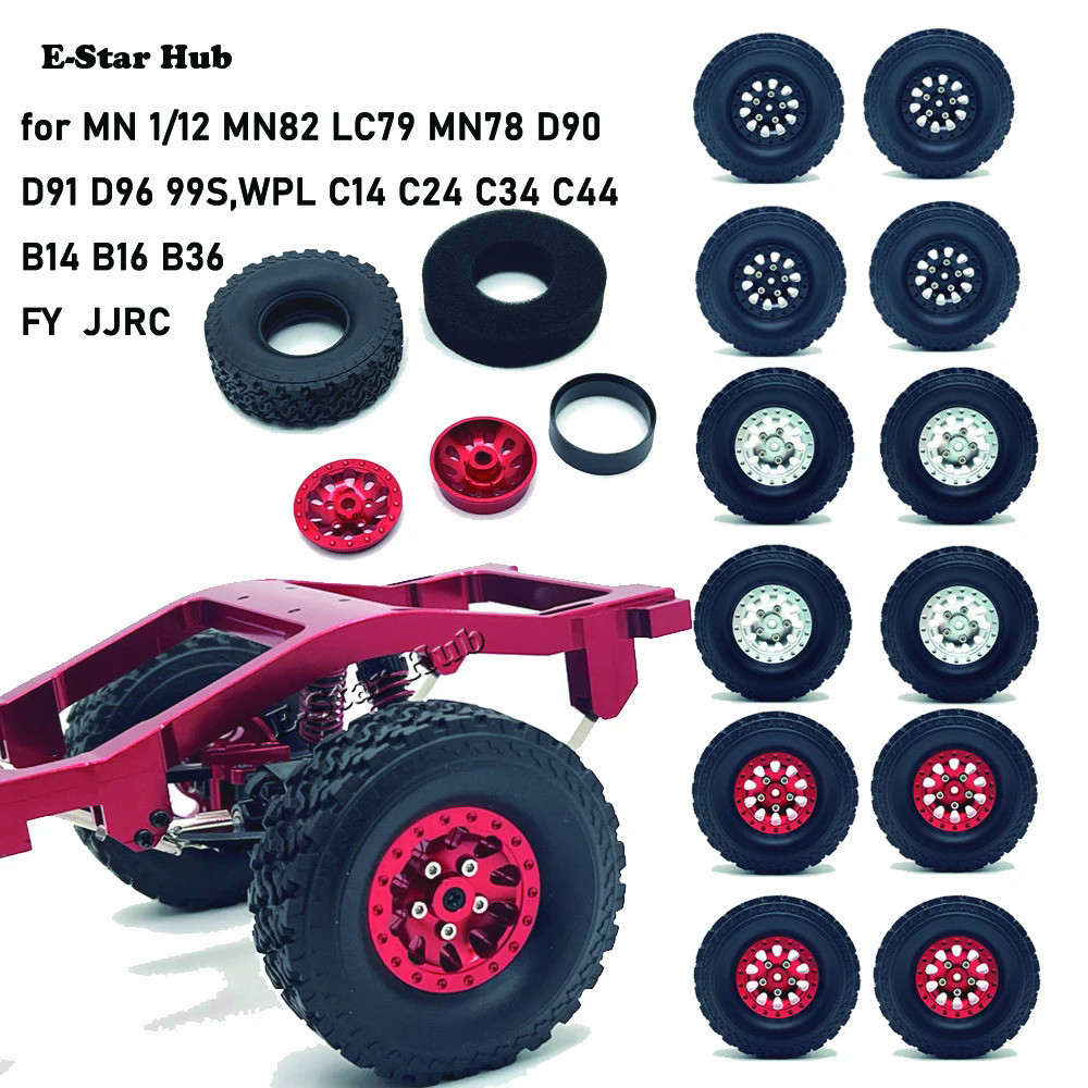 4wd 6WD ยาง Clamp ล้อสําหรับ WPL 1/16 MN 1/12 JJRC Feiyu อุปกรณ์เสริมอะไหล่อัพเกรด Rc รุ่น Crawler รถรถบรรทุก BUGGY