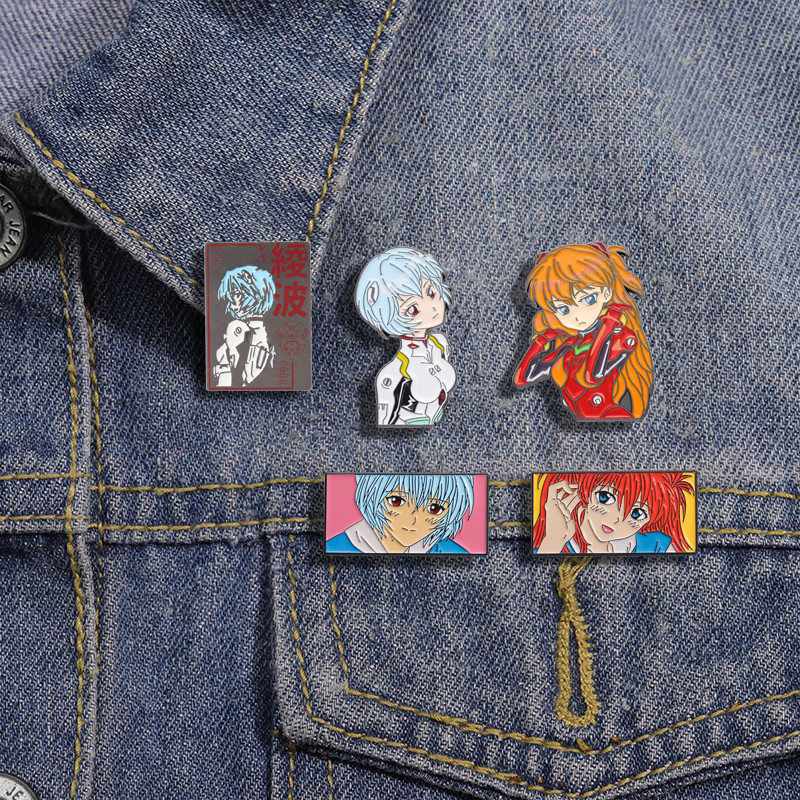 การ์ตูนอะนิเมะ "Neon Genesis Evangelion" Series ตัวอักษรเข็มกลัดเคลือบเสื้อผ้าแฟชั่นอุปกรณ์เสริมของขวัญสําหรับเพื่อน
