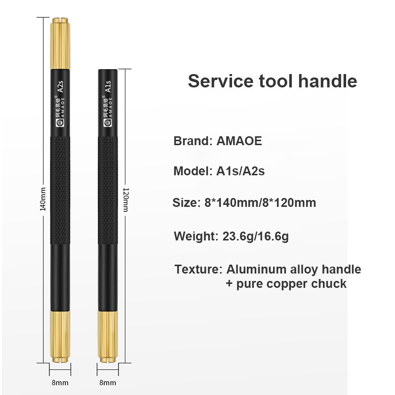 Amaoe A1S A2S คู่หัวเดียวมีดจับอลูมิเนียมแกะสลักมีดจับใบมีด Shank มีดแกะสลักซ่อมจับ