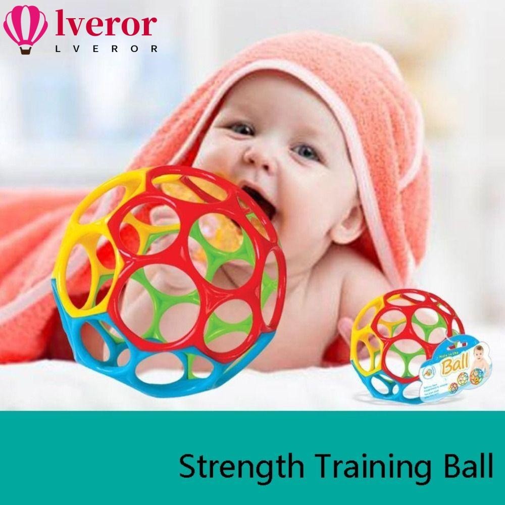 Lveror Bright Starts Oball, การฝึกจับสําหรับเด็ก ลูกบอลฝึกความแข็งแรงปลอดสาร BPA อายุทารกแรกเกิดและขึ้น Easy-Grap Hole Rattle Grabbing Ball เด็กทารก