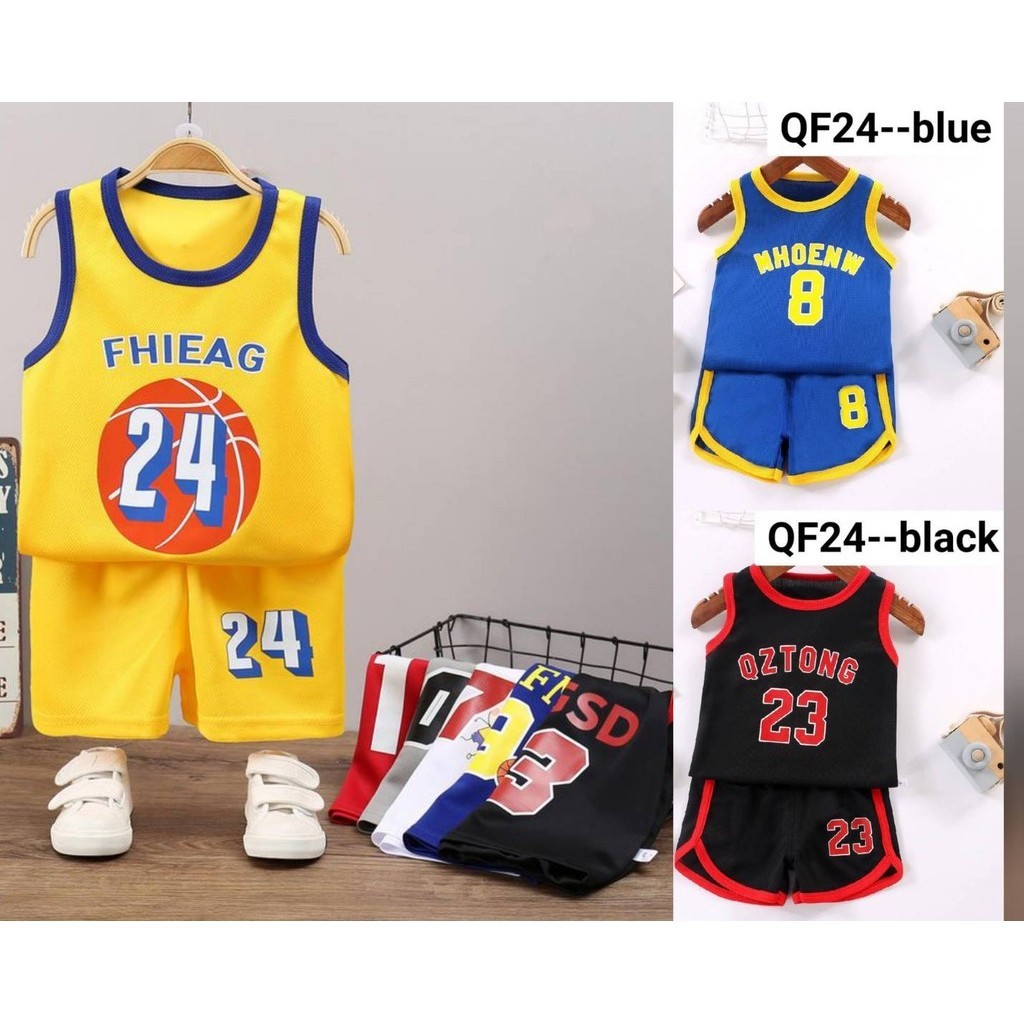 พร้อมส่ง ชุดเสื้อเด็กผู้ชาย อายุ 6 เดือน - 6 ปี ผ้าระบายอากาศดี ชุดบาสกีฬาของเด็ก