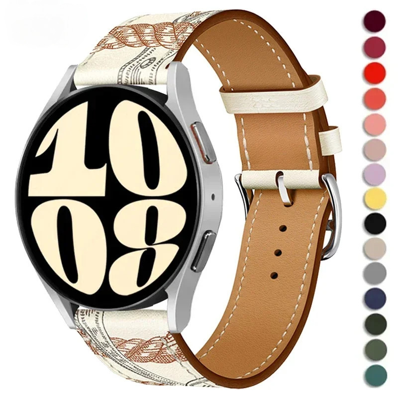 20 มม.22 มม.หนังสําหรับ Samsung Galaxy Watch 6/5/4 40 มม.44 มม.สายรัด 6Classic 43 มม.47 มม.Active 2 เกียร์ S3 46 มม.สร้อยข้อมือ