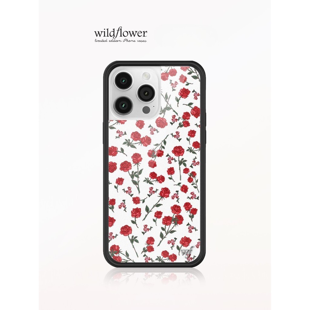 แฟชั่นดอกไม้ป่าสีแดงกุหลาบรูปแบบเคสโทรศัพท์สําหรับiphone 12 13 14 15 Pro Max Hard WFปลอกซิลิโคนอ่อนนุ่มกันกระแทกป้องกันปกหลังสําหรับiPhone 16 Pro Max