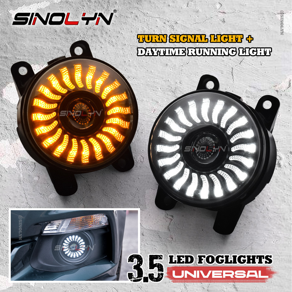 Sinolyn 3.5 นิ้วไฟตัดหมอก LED สปอร์ตไลท์ 36W Amber สีเหลือง LED ชิปไฟเลี้ยวสลับ Angel Eye Offroad ขับรถไฟตัดหมอก DRL กันน้ำเลนส์โปรเจคเตอร์สำหรับรถยนต์รถจักรยานยนต์อุปกรณ์เสริม