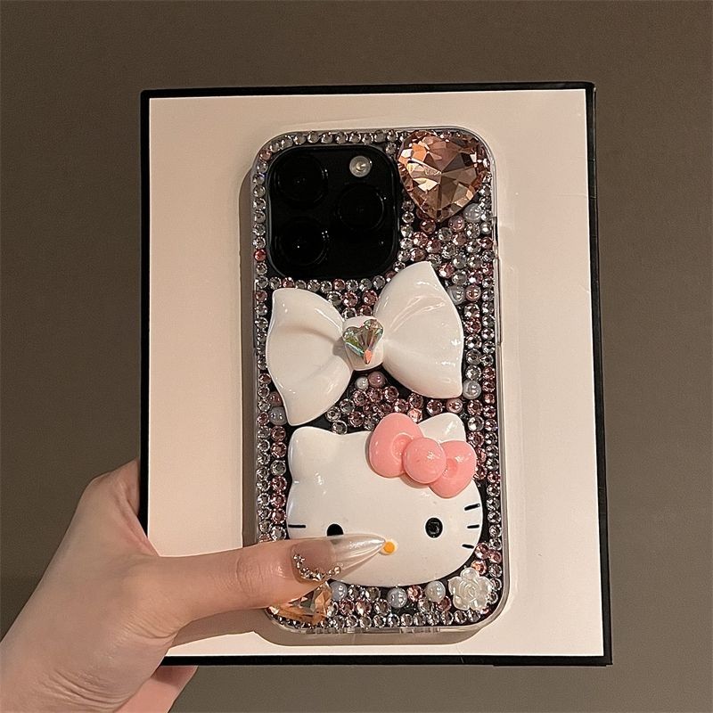น่ารักGlitterเพชรKittyเคสโทรศัพท์เข้ากันได้กับOppo Reno 15 Pro Max 16F 15F 14F 14 13 12 11 Pro 13Pro