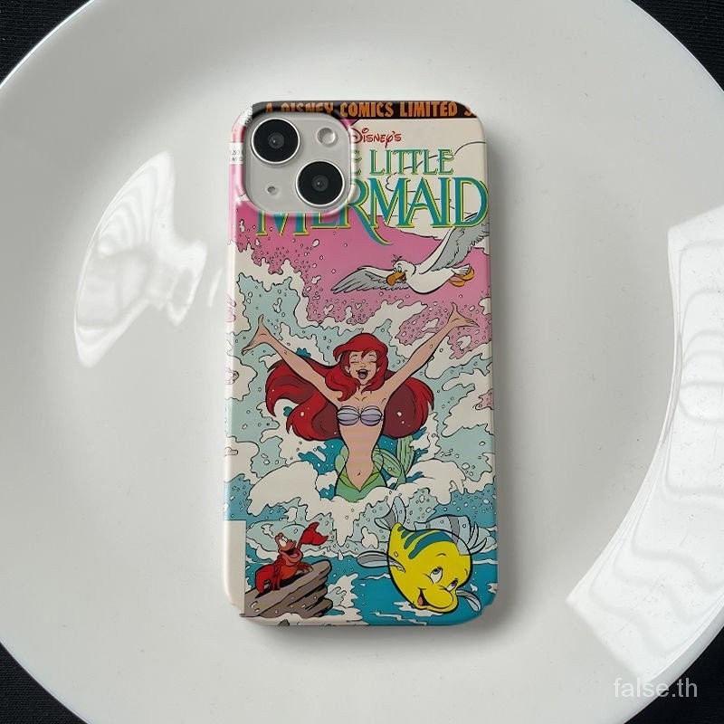 Retro นิตยสารสไตล์ฮ่องกง Ocean Mermaid iPhone Case เหมาะสําหรับ iPhone 14 Pro Max รอบขอบ 13 Pro XR 11 Pro ป้องกันฝุ่น 8 7 Plus 15 Pro Max 12 ซิลิโคนเคสโทรศัพท์กันกระแทก 3ZGK