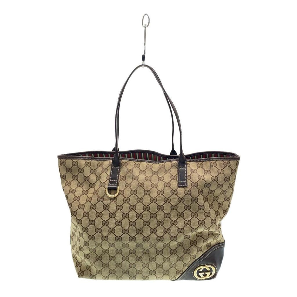 GUCCI Tote Bag GG Canvas New Britt Beige Direct from Japan Secondhand