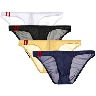 มาใหม่กางเกงในชาย ทรงbikini เอวต่ำ ผ้าลื่นซีทรู ผ้าลื่นทั้งตัว เบาบาง เป้านูน นิ่มลื่นเย็นสบาย