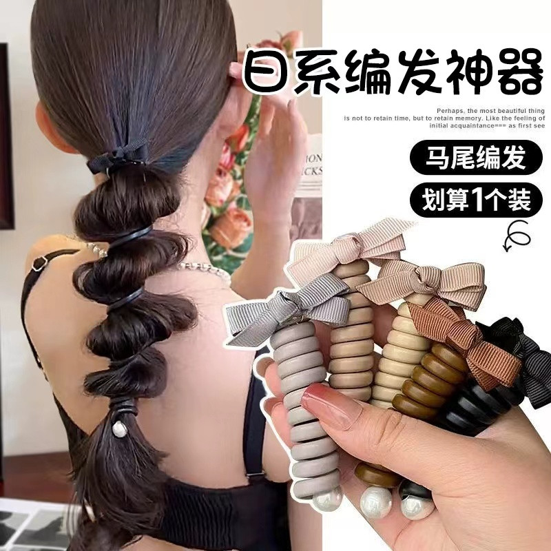 ใหม ่ สูงผมหางม ้ า Bubble Braid แถบคาดศีรษะโบว ์ หวานโทรศัพท ์ ผม Tie สาวแฟชั ่ นอุปกรณ ์ เสริมผม