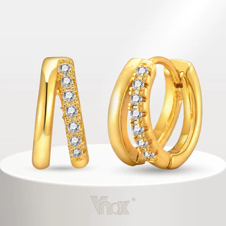 Vnox Zircon Cubic แหวนคู่ต่างหูผู้หญิงสาว,18K Gold ขนาดเล็กน่ารักเครื่องประดับหูขายส่ง