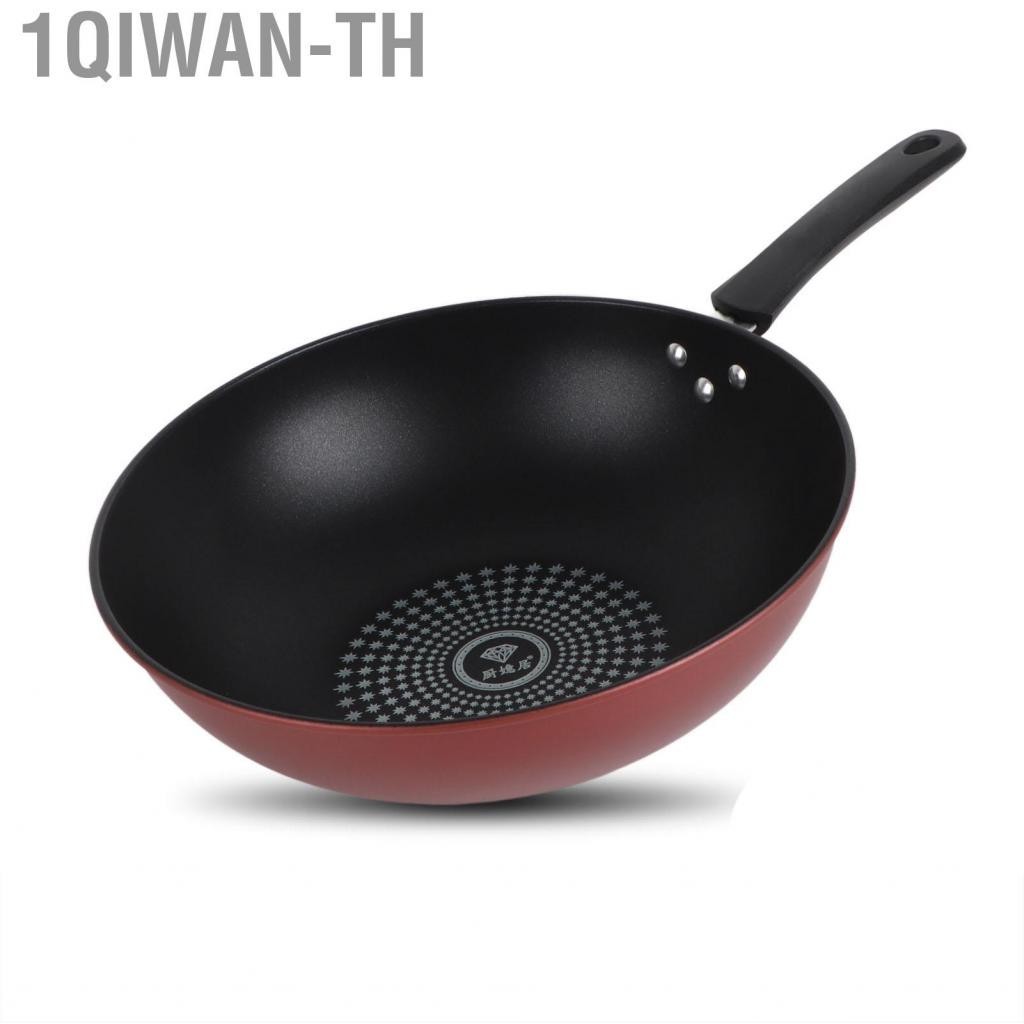 1qiwan-th Frying Pan Flat Bottom Cooking Wok Cast Iron Kitchen Ware with Handle for Soup Stew