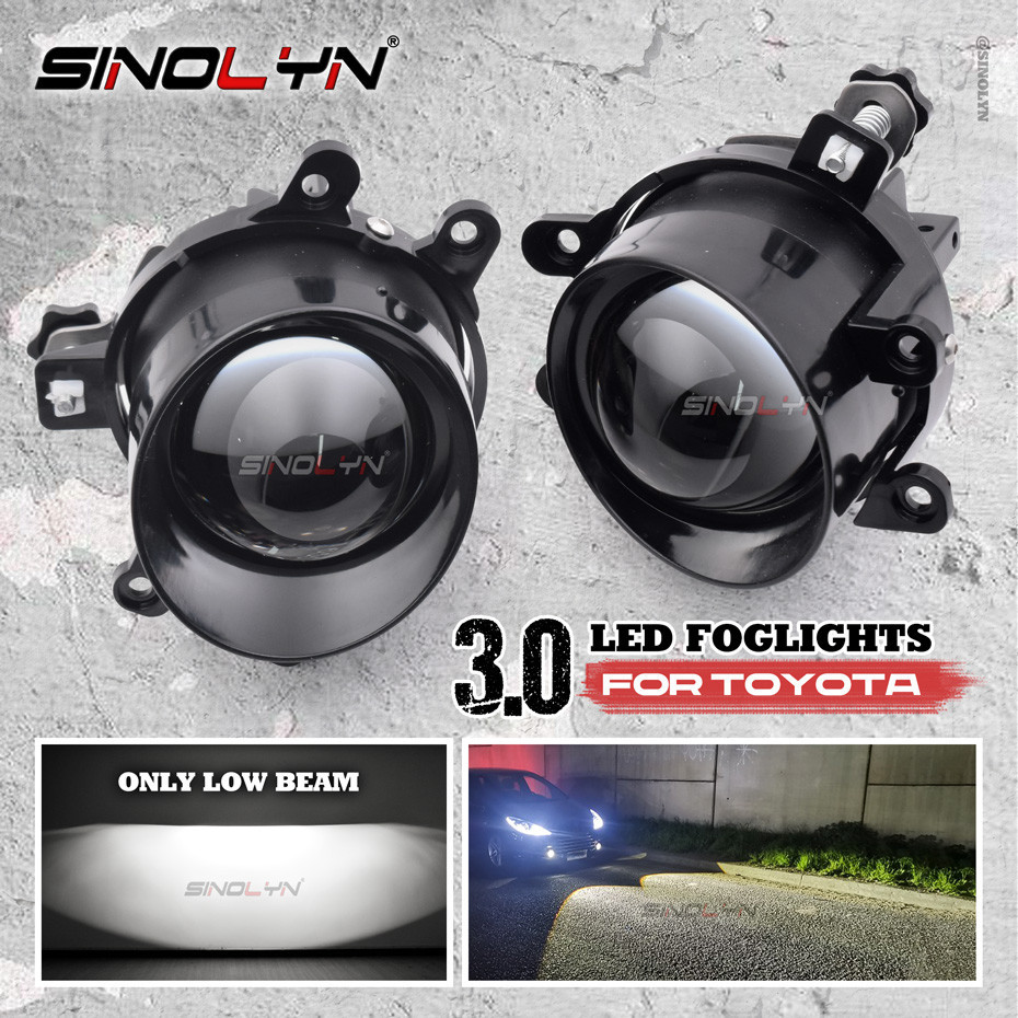 H11 LED หมอกโคมไฟหมอกสําหรับ Toyota Vios Hilux Avanza Yaris Corolla Alphard Camry กันน้ํา Spotlight 3 นิ้วโปรเจคเตอร์เลนส์กันชนหน้าอุปกรณ์เสริม