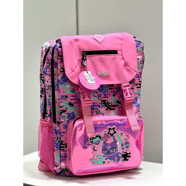 กระเป๋า backpack ออสเตรเลีย Smiggle กระเป๋าเป้สะพายหลังขนาดใหญ่สุดพิเศษสำหรับนักเรียนชั้นประถมและมัธยมต้นกระเป๋าเป้สะพายหลัง Space Cat