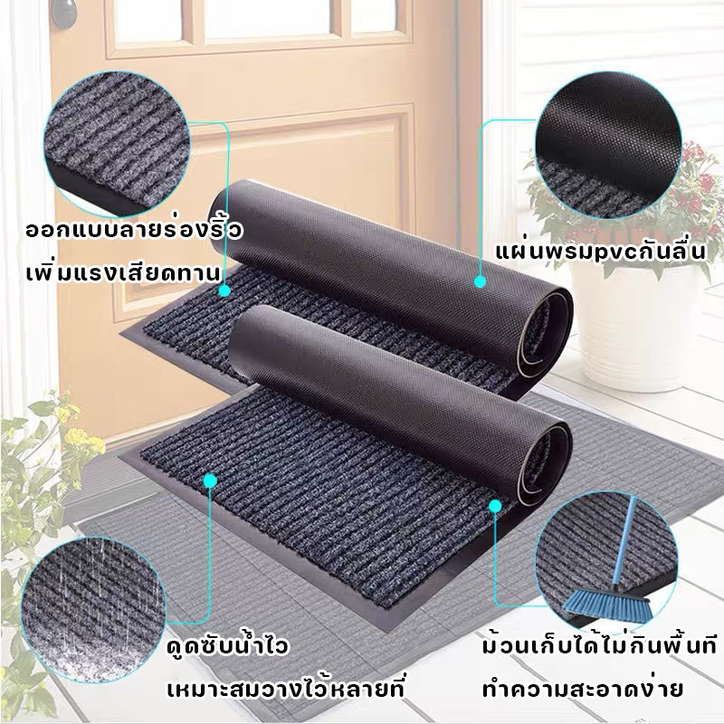 พรมเช็ดเท้า ปูพื้นห้องครัว/หน้าห้อง  ดูดซับน้ำไว กันลื่นทนทานไม่เลอะง่าย ตัดได้ - รูปที่ 4