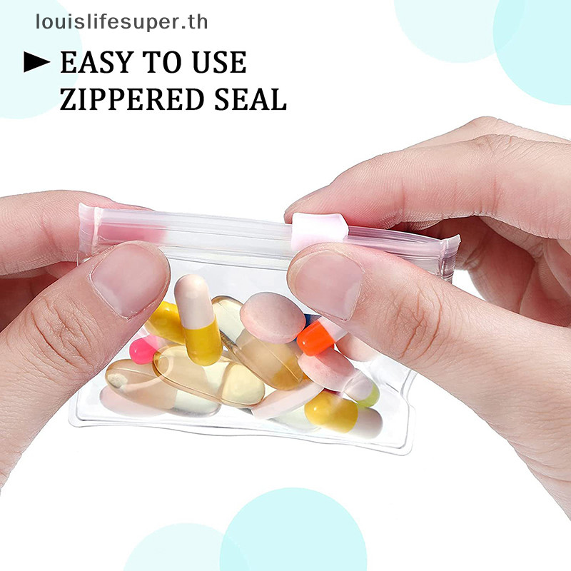 Lls 5pcs Pill Pouch กระเป ๋ าซิป Pill Pouch Reusable Clear Pill Bags Self Sealing Travel Medicine Organizer Storage HOT