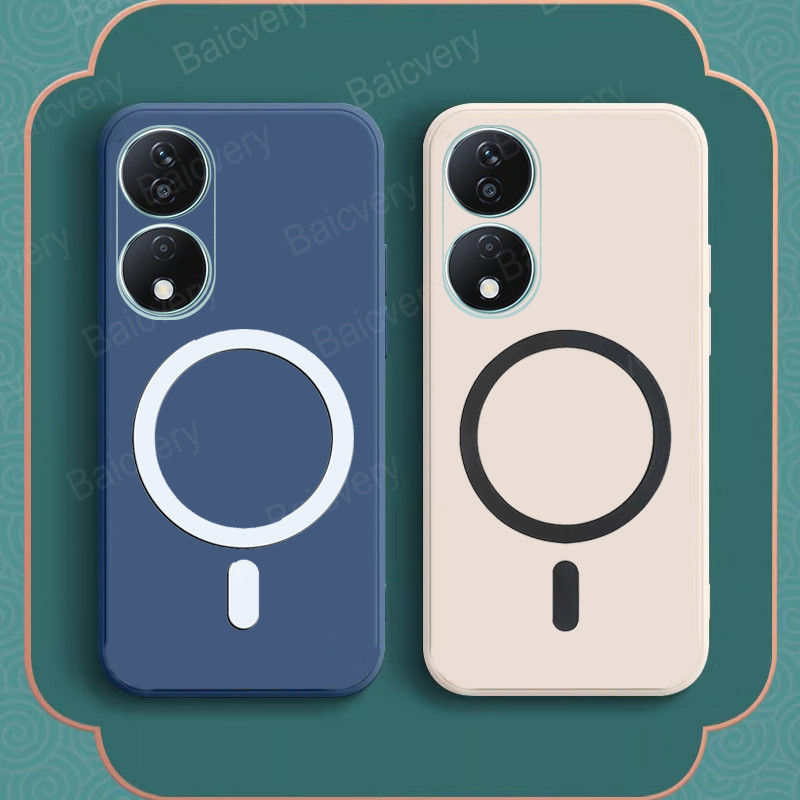 Huawei Honor X7B 5G / Honor 90 Smart Case สีสัน Matte Liquid Soft ซิลิโคนแม่เหล็กชาร์จไร้สายปลอกกล้องป้องกันปกหลัง