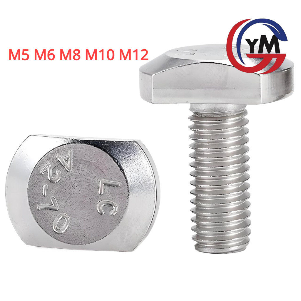 [YHM ] 304 สแตนเลสสตีล T-สกรู GB37 แม ่ พิมพ ์ Slot Bolt T-Shaped แผ ่ นสกรู M5M6M8M10M12