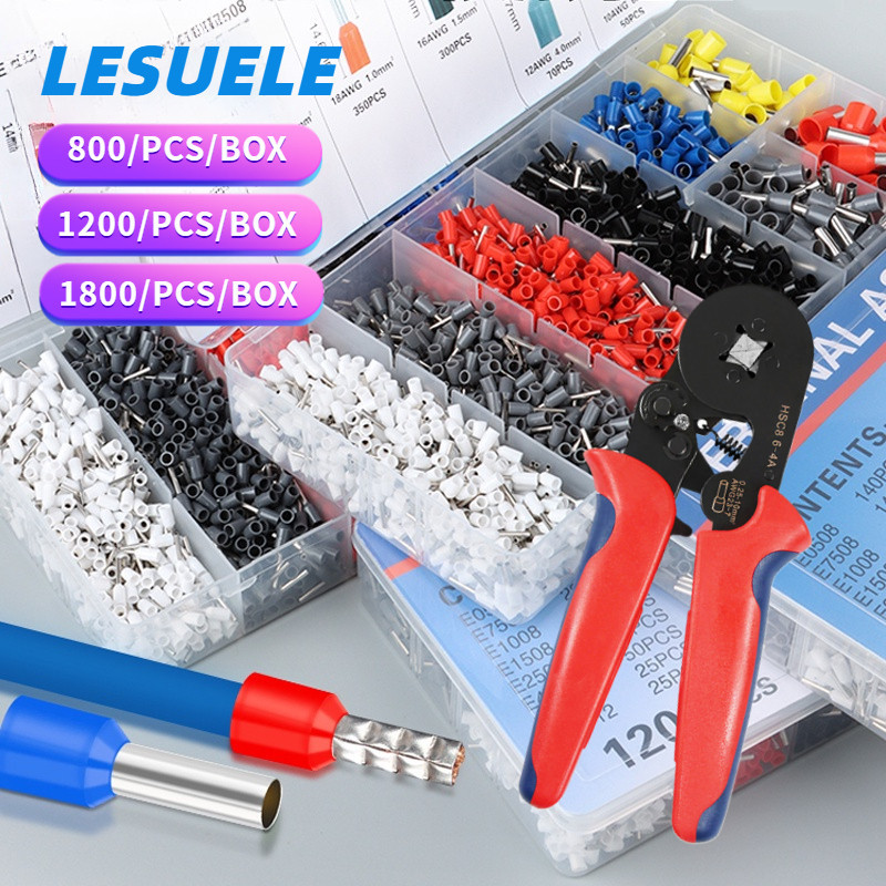 Lesu 800/1200 ชิ้นลวดทองแดง Crimp Connector ฉนวนสายไฟ Pin End Terminal Ferrules