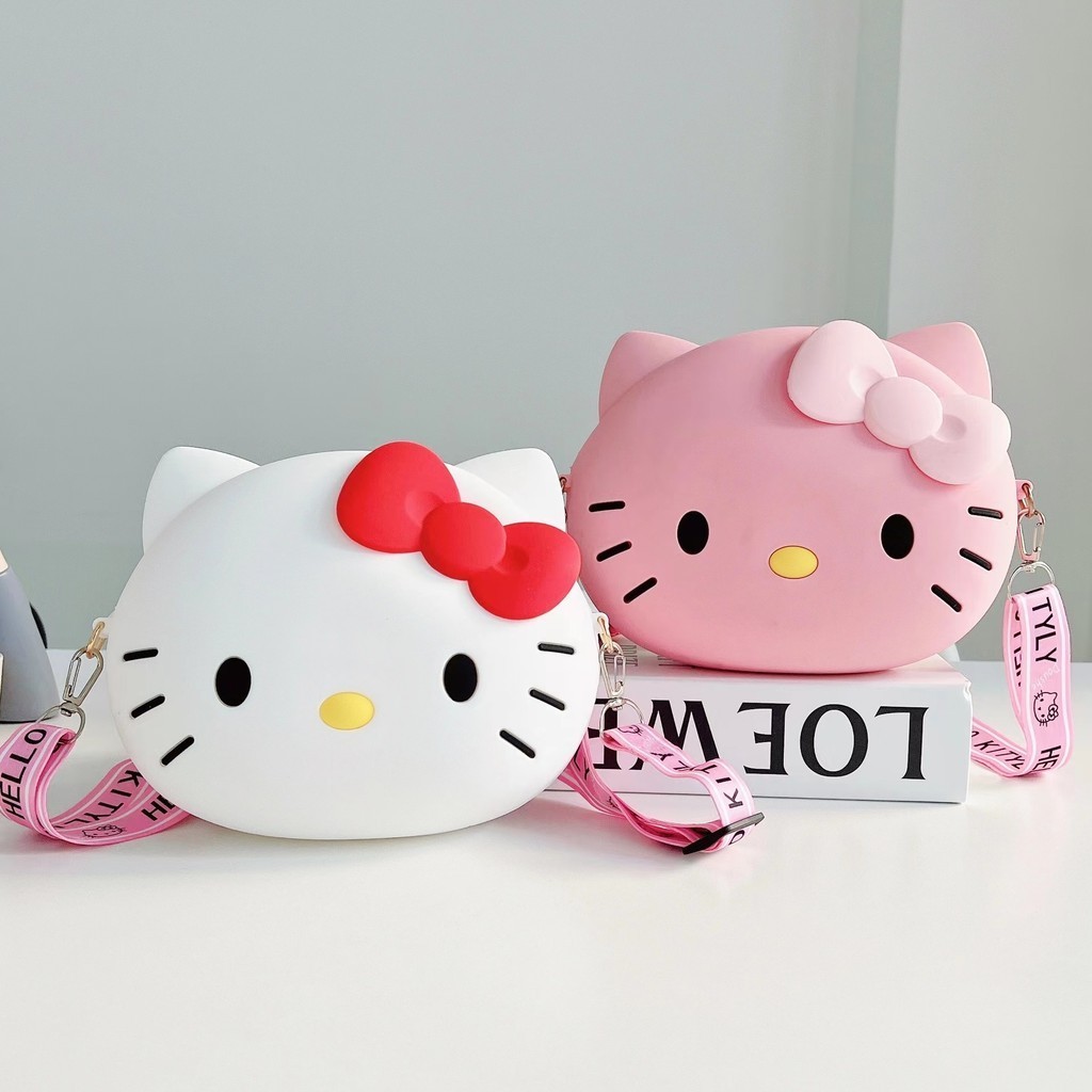 Sanrio Children Messenger Bag Hello Kitty Kuromi Silicone Shoulder Bags Storage Bag Girls Coin Purse
