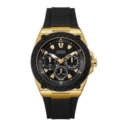 Original Guess W1053L7 W1049G5 Gold-Dial Black-Silicon Women's Watch