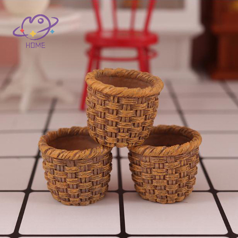 [mayhome] 1 ชิ้น 1:12 Dollhouse Miniature เรซิ่นตะกร้าตุ๊กตาอุปกรณ์ครัว {TH}