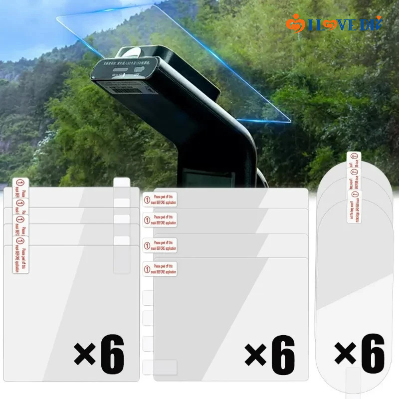 6 ชิ้น/เซ็ตสติกเกอร์ไฟฟ้าสถิตในรถยนต์-โปร่งใสไม่มีรอยต่อกระจกสติกเกอร์สองด้าน-รถ เครื่องบันทึกภาพ ผู้ถือวงเล็บวางฟิล์ม
