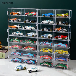 Bigrunng 1:64 Scale รถกล่องเก็บ 8 สล็อตจอแสดงผลที่ชัดเจนชั้นวางของเล่นรถกันฝุ่นคอนเทนเนอร์สําหรับของเล่นคอลเลกชัน SG