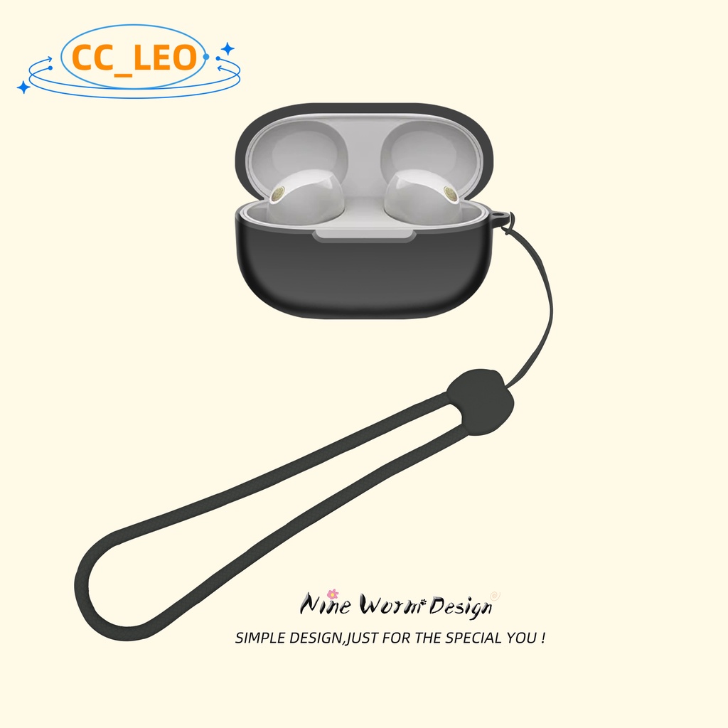 For Sony WF-1000XM5 Case Silicone Soft Case Cute Silicone Short Lanyard Pendant Sony WF-1000XM5/WF-1