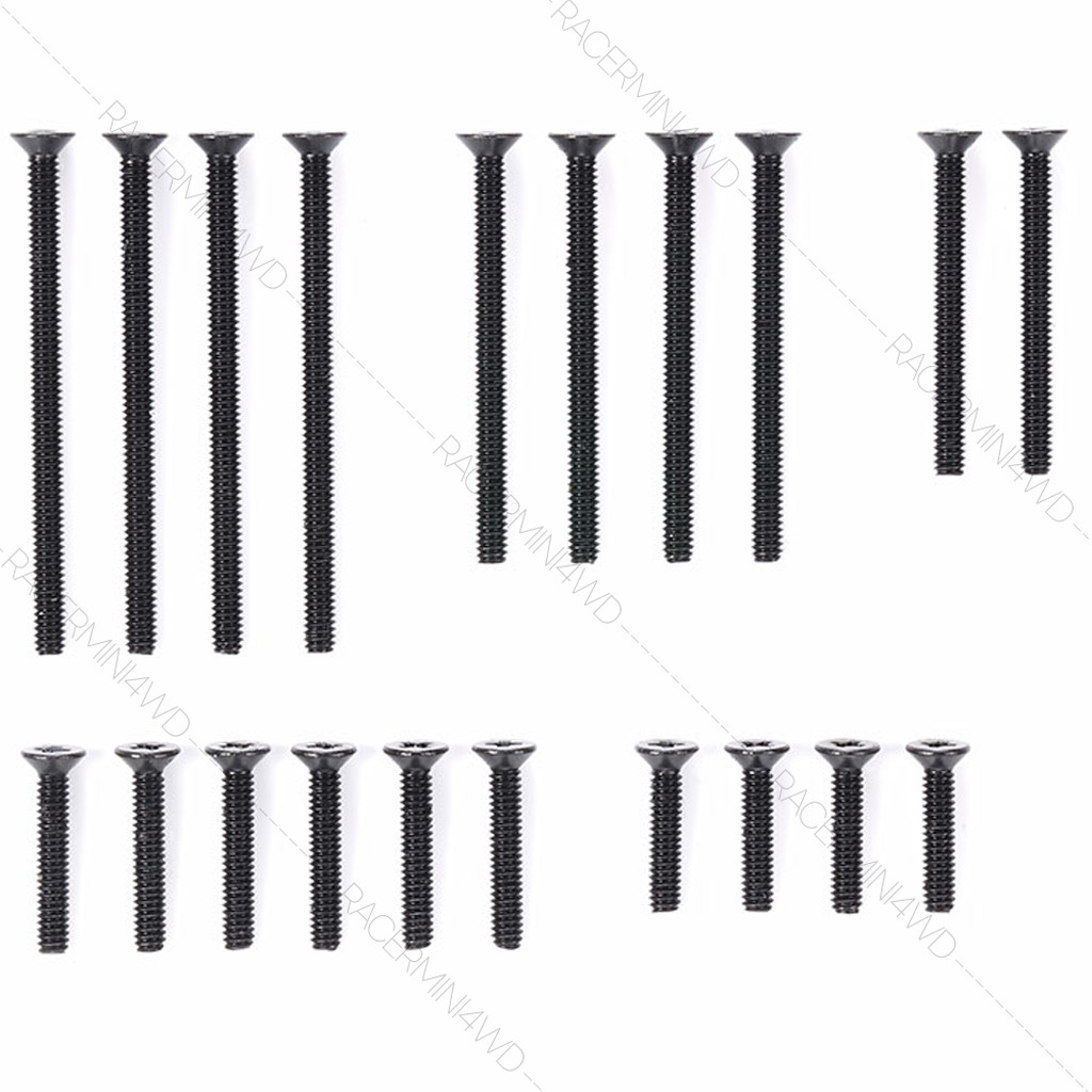 TAMIYA 95415 Stainless Steel Countersunk Screw Set (10/12/20/25/30mm,Black) ชุดแต่งมินิโฟร์วีลทามิย่าแท้