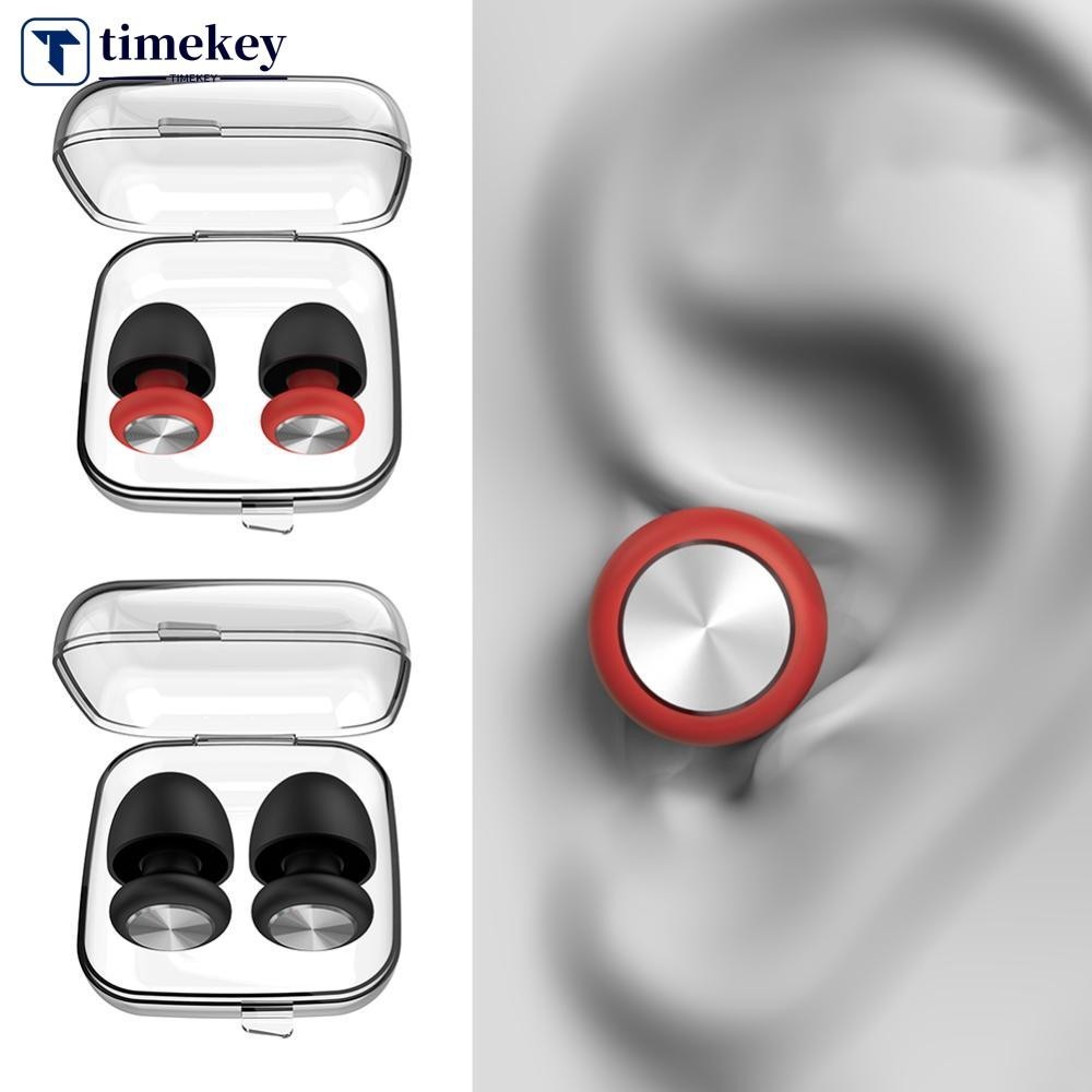 Timekey แบบพกพาซิลิโคนอ ่ อนนุ ่ ม Anti-Noise Soundproof ปลั ๊ กอุดหูลดเสียงรบกวนที ่ อุดหูล ้ างทําความสะอาดได ้ Reusable Sleeping Earplugs G4R7