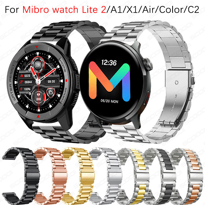 สายสแตนเลสสําหรับ Mibro watch Lite 2 / C3 / A2 / A1 / X1 / Air / Color / C2 สร้อยข้อมืออัจฉริยะ