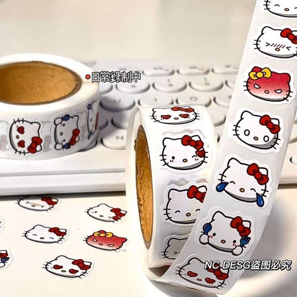 สติกเกอร์ปิดผนึกสติกเกอร์ Xiaohongshu สไตล์เดียวกัน kitty Roll ตกแต่งคู่มือการ์ตูนน่ารักสติกเกอร์ diy สติกเกอร์ขายส่ง