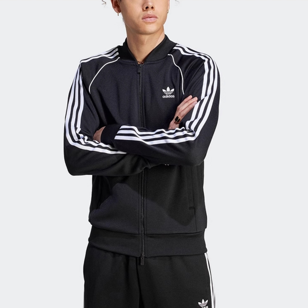 Adidas Originals เสื ้ อแจ ็ คเก ็ ตผู ้ ชายและผู ้ หญิง Casual Standing Collar Vintage Jacket IM454545 IR9863