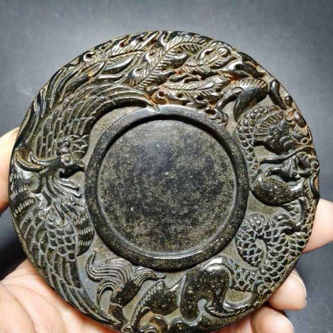 หยกโบราณ นิตยสารคอลเลกชัน Meteorite เหล็กสีดํา หินมังกร Phoenix เครื่องประดับขนาดเล็ก สินค้าเก่า วัตถุเก่า 6-17