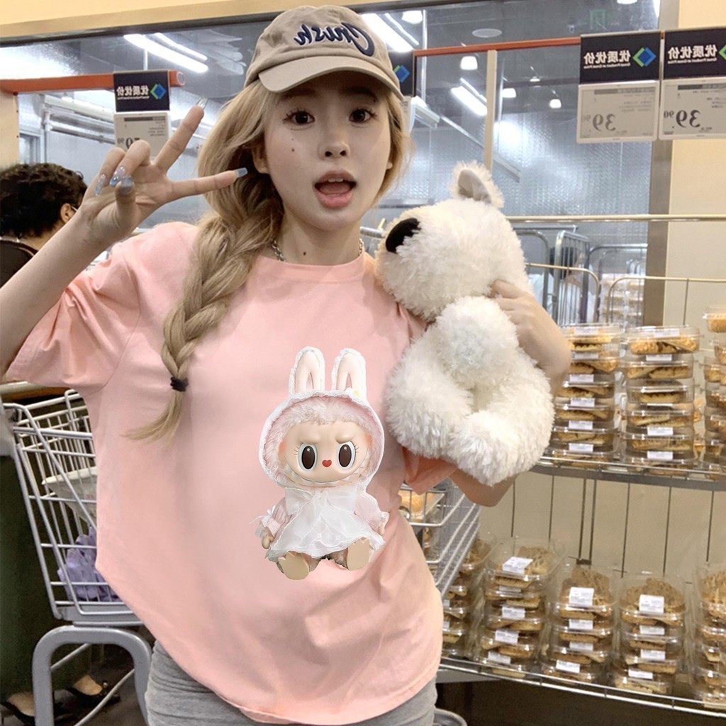 【My-T】พร้อมส่ง Labubu เสื้อยืด ผ้าcotton100% ลาบูบู้ ใหม่สุดฮิต เสื้อน่ารัก สีชมพู "Rabbit7"