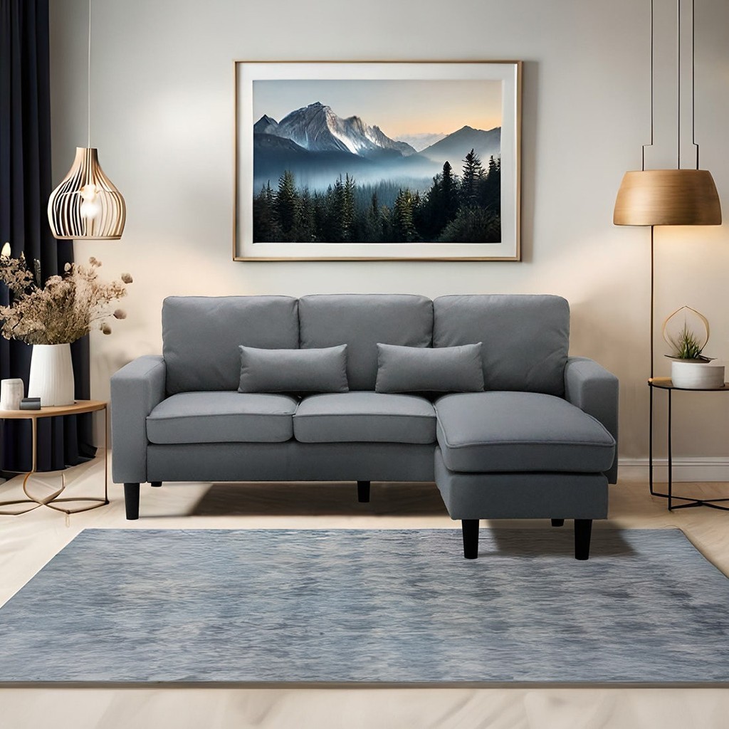 SB Design Square โซฟาเข้ามุม รุ่น Jetgo สีเทา (196x138x87 ซม.) แบรนด์ SOFA SOLUTIONS
