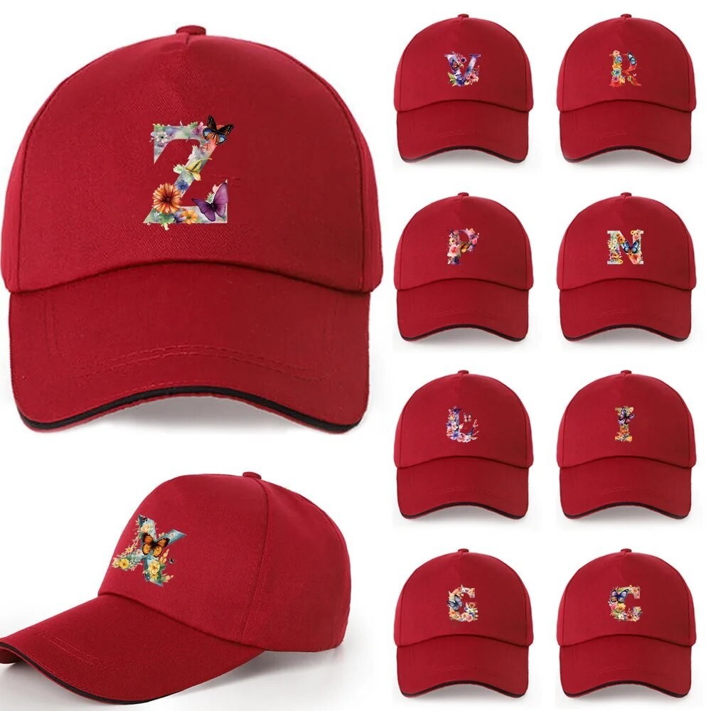 Cap หมวกเบสบอลสำหรับผู้ชายและผู้หญิงหมวก Snapback ผ้าฝ้ายแท้ปรับพ่อ Trucker ลำลอง Unisex ลายตัวอักษรผีเสื้อพิมพ์ลาย Cap