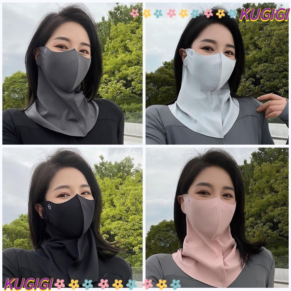 Kugigi ผ้าพันคอคอป้องกันรังสียูวี,ผ้าไหมน้ําแข็งระบายอากาศป้องกันแสงแดด,เย็นกันฝุ่นSunscreeคอป้องกันม่านบังแดดใบหน้าขี่จักรยาน