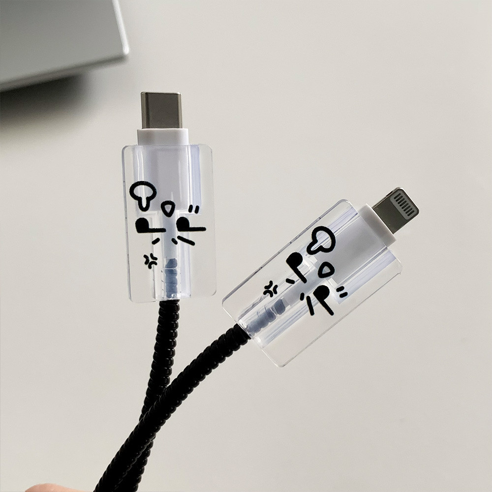 การ์ตูนตลกโปร่งใสแสดงออกซิลิโคนชาร์จป้องกันกรณีสําหรับ ไอโฟน 11 12 13 14 18ว-20ว ชาร์จเร็วป้องกันชาร์จปกแขน - รูปที่ 7