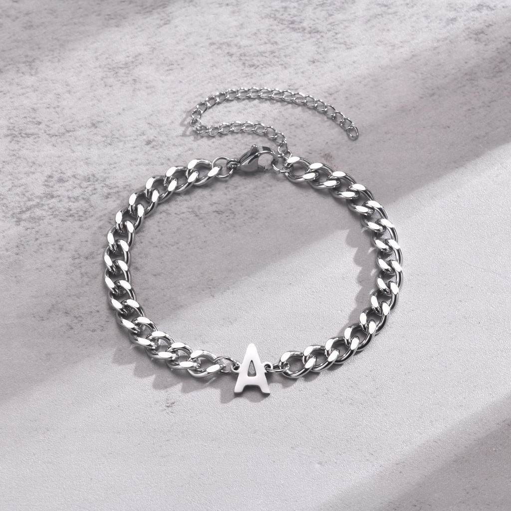 Vnox คลาสสิก AZ Heart Initial Letter สร้อยข้อมือ, Cuban Chain Link สําหรับชายเด็ก,สแตนเลสปรับสร้อยข้อมือสําหรับชายเครื่อ