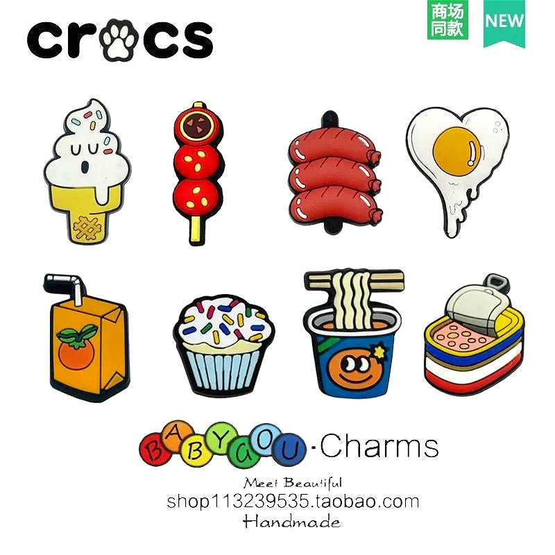 Jibbitz Charm DIY ตกแต่งเหมาะสําหรับของขวัญเด็กรองเท้าแตะหัวเข็มขัดอุปกรณ์เสริม Pvc ขนมบะหมี่กึ่งสําเร็จรูป