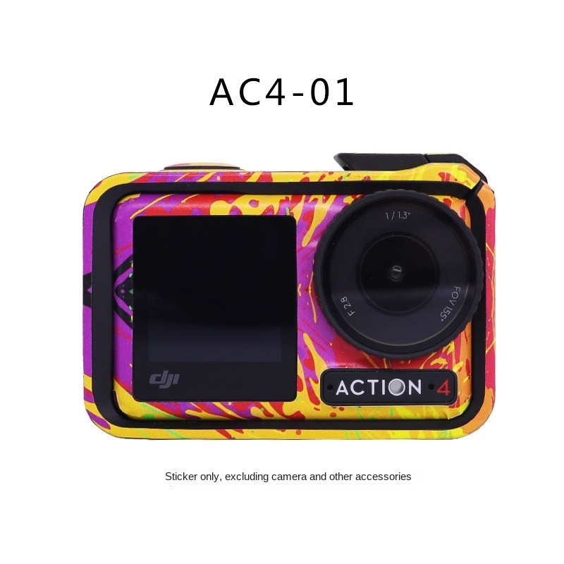 เหมาะสําหรับสติกเกอร์กล้องกีฬา DJI Action 4 รวมทุกอย่างกรอบรูปสติกเกอร์เปลี่ยนสี OSMO อุปกรณ์เสริมฟิล์ม