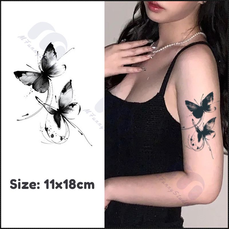 【MF Magic Tattoo】สติ๊กเกอร์ผีเสื้อ 008 รอยสักชั่วคราวกันน้ํา Anti-Rubling ยาวนาน 15 วัน