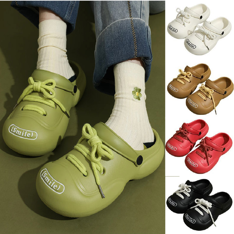 Ann.Fashion รองเท้าแตะผู้หญิงแบบสวม หุ้มหน้าเท้า ยางนิ่มใส่สบาย รองเท้าพื้นหนา 2 นิ้ว #sy171